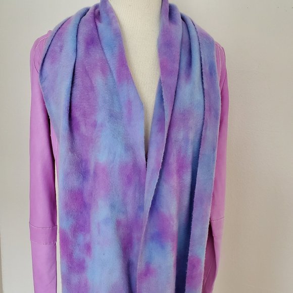 NEW Nordstrom Cashmere Scarf fringe tie dyed brunello blue purple unisex pink - Picture 2 of 7